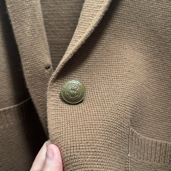 L’Agence Lacey Knit Blazer Hemmed Sleeves Removed Shoulder Pads Acorn Brown Lg - Picture 4 of 10